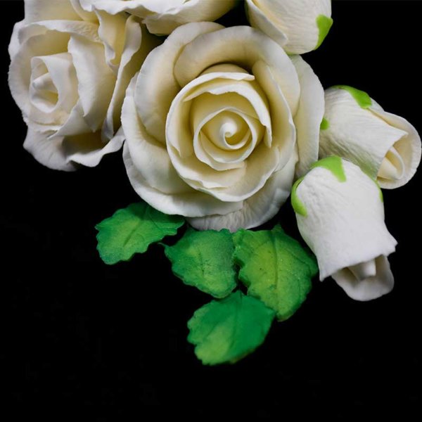 Cake Decoration Supplies New Zealand - Gumpaste Icing Sugar Crafts - Ivory Rose Flower Bunch for Decorations for Birthday & Wedding Cakes NZ